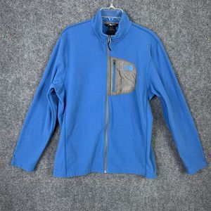 The North Face Light Weight Fleece Zip Front Jacket Men L Chest Pocket Turquoise